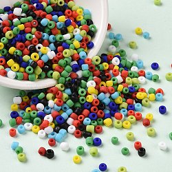 Opaque Glass Seed Beads, Round Hole, Round, Mixed Color, 2.5~3x2~2.5mm, Hole: 1mm, about 6338pcs/pound(SEED-A030-01A)