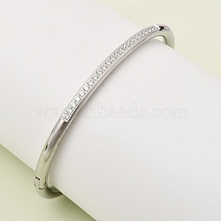 304 Stainless Steel Micro Pave Cubic Zirconia Hinged Bangles for Women, Stainless Steel Color, 0.16 inch(0.4cm), Inner Diameter: 1.97 inch(5cm)x2.36 inch(6cm)(BJEW-D408-30P)