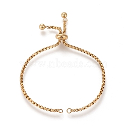 Adjustable 304 Stainless Steel Slider Bracelet/Bolo Bracelets Making, with Box Chains, Golden, 10-1/8 inch(25.6cm), 2.5mm(X-STAS-I153-02G)