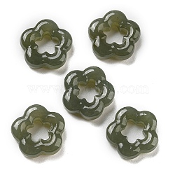 Natural Hetian Jade Linking Rings, Flower Charm, 12~14x3.8~5mm(G-A214-01A)