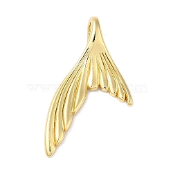 Rack Plating Brass Pendants, with Jump Ring, Long-Lasting Plated, Lead Free & Cadmium Free, Fishtail, Real 18K Gold Plated, 29.5x18x6mm, Hole: 5.5x3mm(KK-B092-22G)