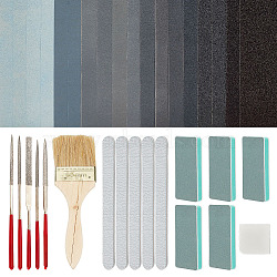Polishing Tools Sets, Including Sandpaper, Steel Diamond Files, Suede Fiber Glasses Cleaning Cloth, 100/180 Grit Nail File, Bristle Paint Brush, Mixed Color(TOOL-GL0001-06)