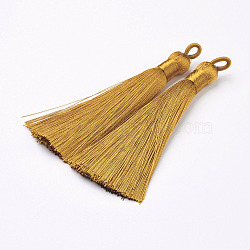 Nylon Tassels Big Pendant Decorations, Khaki, 83~92x9~10mm, Hole: 1.5~4mm(STAS-F142-04E)