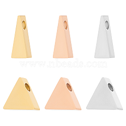 Unicraftale 6Pcs 6 Style 201 Stainless Steel Charms, for Simple Necklaces Making, Stamping Blank Tag, Laser Cut, Triangle, Mixed Color, 7.5~10x4~8.5x3mm, Hole: 1.6~1.8mm, 1pc/style(STAS-UN0036-59)