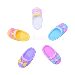 30Pcs 5 Colors Resin Cabochons, Slipper with Bowknot, Mixed Color, 20.6x9.5mm(RESI-CJ0001-161)