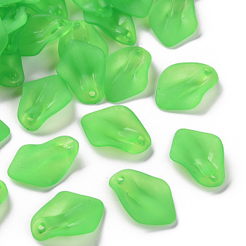 Transparent Frosted Acrylic Pendants, Petaline, Lime Green, 24x17x4mm, Hole: 1.8mm