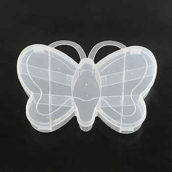 Plastic Bead Storage Containers, 13 Compartments, Butterfly, Clear, 14.7x18.5x2.5cm