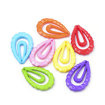 Opaque Acrylic Pendants, teardrop, Mixed Color, 29x18.5x4mm, Hole: 1mm, about 580pcs/500g