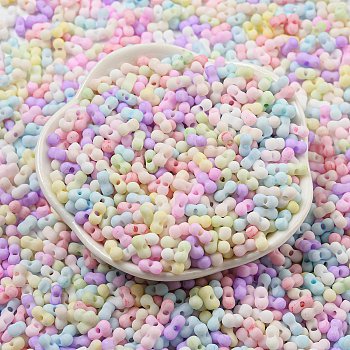 Macaron Color Opaque Frosted Glass Seed Beads, Peanut, Colorful, 6x3x3mm, Hole: 1.2mm, about 444pcs/50g