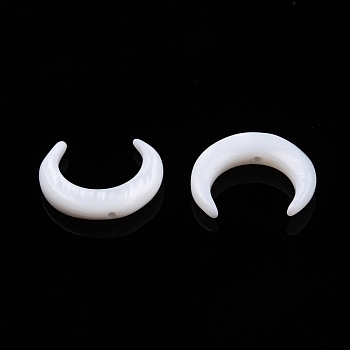 Natural Freshwater Shell Beads, Moon, 12x10.5x2.5mm, Hole: 0.7mm