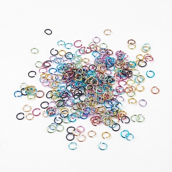 Aluminum Wire Open Jump Rings, Ring, Mixed Color, 18 Gauge, 10x1mm, Inner Diameter: 8mm