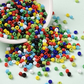 Opaque Glass Seed Beads, Round Hole, Round, Mixed Color, 2.5~3x2~2.5mm, Hole: 1mm, about 6338pcs/pound