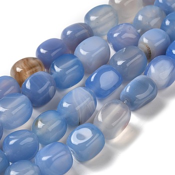Natural Agate Beads Strands, Dyed & Heated, Cube, Cornflower Blue, 11~12x8~9.5x8~9.5mm, Hole: 1.2mm, about 16pcs/strand, 7.48~7.72''(19~19.6cm)