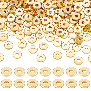 Elite 200Pcs Brass Spacer Beads, Disc, Real 18K Gold Plated, 6x1.2mm, Hole: 1.8mm