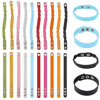 20Pcs 20 Style PU Leather Cord Bracelets Set, Adjustable Wristbands for Women, Mixed Color, 8-1/2~9 inch(21.8~23.1cm), 1Pc/style