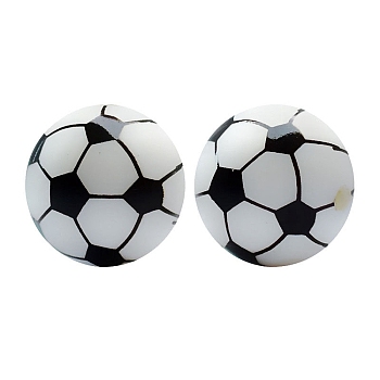 Food Grade Eco-Friendly Silicone Beads, Silicone Teething Beads, Football, 15mm