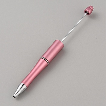 Plastic Ball-Point Pen, Beadable Pen, for DIY Personalized Pen with Jewelry Bead, Pink, 14.4x1.2cm