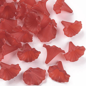 Transparent Acrylic Beads, Calla Lily, Frosted, FireBrick, 40.5x33x35mm, Hole: 1.8mm, about 135pcs/500g