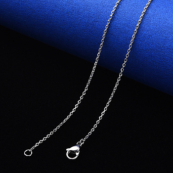 Non-Tarnish 304 Stainless Steel Cable Chain Necklace, with Lobster Claw Clasp, Stainless Steel Color, 19.68 inch(50cm), Link: 3x2x0.6mm