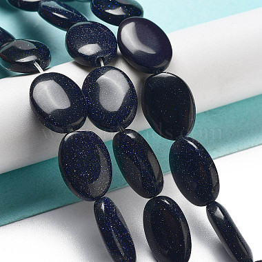 Synthetic Blue Goldstone Beads Strands(G-P528-M02-01)-2