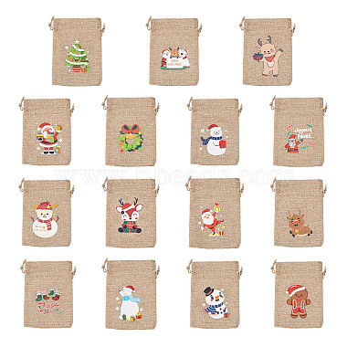 Kissitty 30Pcs 15 Styles Rectangle Jute Cloth Storage Pouches(ABAG-KS0001-03)-10