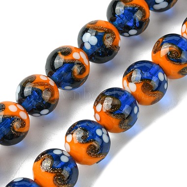 Dark Orange Round Foil Glass Beads