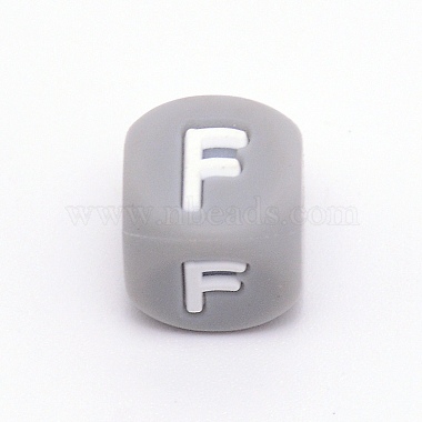 Gray Letter F Silicone Beads