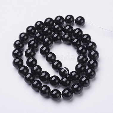 Natürlicher schwarzer Onyx runde Perlenstränge(X-GSR8mmC097)-3