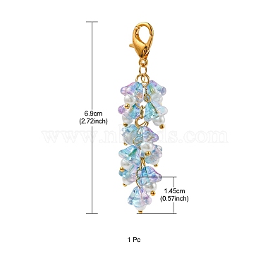 Décorations de pendentif en verre de fleur de trompette(HJEW-YW0001-02E)-3