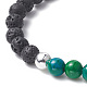 bracelet strech perlé médaille saint benoît naturel et synthétique mixte pierre précieuse et alliage pour femme(BJEW-JB09344)-4