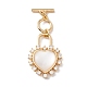 Heart Brass Clear Cubic Zirconia Toggle Clasps(KK-G426-01G)-2