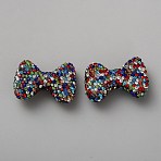 Polymer Clay Rhinestone Beads, Bowknot, Colorful, 22x32x9.5mm, Hole: 1.4mm(FIND-WH0433-71B)