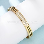 304 Stainless Steel Micro Pave Clear Cubic Zirconia Bangles for Women, Ion Plating(IP), Long-Lasting Plated, Rectangle, Real 18K Gold Plated, 1/4 inch(0.8cm), Inner Diameter: 2-1/8 x2-1/2 inch(5.3x6.4cm)(BJEW-B161-01G)