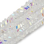 Electroplate Transparent Glass Beads Strands, Triangle, Faceted, AB Color, Colorful, 3x2x2mm, Hole: 0.7mm, about 135pcs/strand, 9.21''(23.4cm)(EGLA-P061-04C-AB22)
