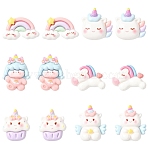 20Pcs Opaque Resin Cabochons, Unicorn, Mixed Color, 17~27x21~28x7~8mm(CRES-YW0002-72)