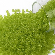 TOHO Round Seed Beads, Japanese Seed Beads, (4F) Transparent Frost Lime Green, 11/0, 2.2mm, Hole: 0.8mm, about 50000pcs/pound(SEED-TR11-0004F)