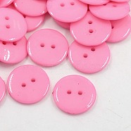 Acrylic Sewing Buttons, Plastic Buttons for Costume Design, 2-Hole, Dyed, Flat Round, Pink, 24x3mm, Hole: 2mm(BUTT-E084-A-09)