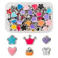 60Pcs 6 Style Girl Series UV Plating Acrylic European Beads, with Enamel, Large Hole Beads, Butterfly & Heart & Handbag & Flower & Crown, Mixed Color, 10~13x10~17x8~9mm, Hole: 4~5mm, 10pcs/style(OACR-LS0001-09)
