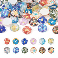 48Pcs 12 Styles Translucent Resin Cabochons, Water Ripple Half Round with Mixed Patterns, Mixed Color, 16x7.7mm, 4pcs/style(RESI-TA0001-44)
