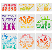PET Hollow out Drawing Painting Stencils Sets, for DIY Scrapbook, Photo Album, Easter Theme Pattern, 15~30x30cm, 9 sheets/set(DIY-WH0172-320)