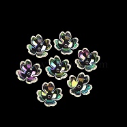 Transparent Acrylic Caps, UV Plating Iridescent, Flower, Clear, 15x17x6.5mm, Hole: 1.2mm(MACR-K358-08B)