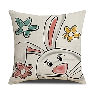 Easter Theme Linen Throw Pillow Covers, Cushion Cover, for Couch Sofa Bed, Square, Rabbit, 445x445x5mm(AJEW-H146-01A)