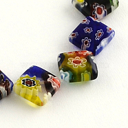 Rhombus Handmade Millefiori Glass Beads Strands, Mixed Color, 12x12x4mm, Hole: 1mm, about 26pcs/strand, 11.4 inch(X-LK-R004-16)