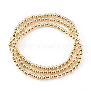 Round Brass Beaded Stretch Bracelets, Stackable Bracelets, Golden, Inner Diameter: 2-1/8 inch(5.5cm), Bead: 4mm, 3pcs/set(BJEW-JB05983)