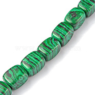 Synthetic Malachite Beads Strands, Cuboid, 8.5~11x7.5~9x7.5~9mm, Hole: 1.2mm, about 20pcs/strand, 7.72~8.74 inch(19.6~22.2cm)(G-F743-02J)