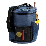 Oxford Cloth Yarn Storage Bag, for Yarn Skeins, Crochet Hooks, Knitting Needles, Column, Marine Blue, 33x28cm(PW-WG30730-01)