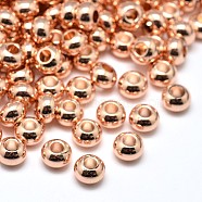 Brass Flat Round Spacer Beads, Rose Gold, 6x4mm, Hole: 2mm(KK-M085-18RG-NR)