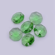 Sew on Rhinestone, Glass Rhinestone, Two Holes, Garments Accessories, Octagon, Peridot, 14x14x7mm, Hole: 1.6mm(GLAA-WH0022-14F)