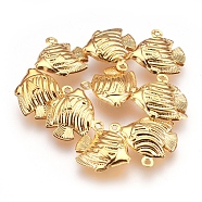 304 Stainless Steel Pendants, Fish, Real 18k Gold Plated, 18x17x6mm, Hole: 1.2mm(STAS-G176-32G)