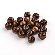 Handmade Natural Wood Beads, Lead Free, Dyed, Round, Coffee, 8mm, Hole: 2mm, about 6000pcs/1000g(TB017)
